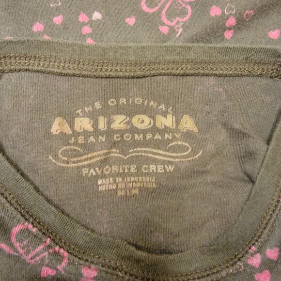 Arizona Jean Co. Tee LS Brown w/ Pink Hearts - Size Youth Medium - Picture 3 of 3